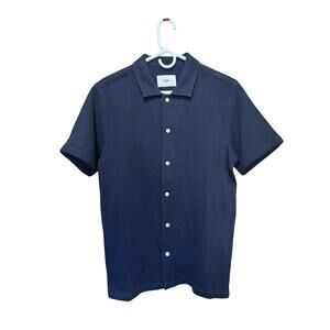 Folk Navy Short Sleeve Polo Shirt 100% Cotton Minimalist Menswear Size M